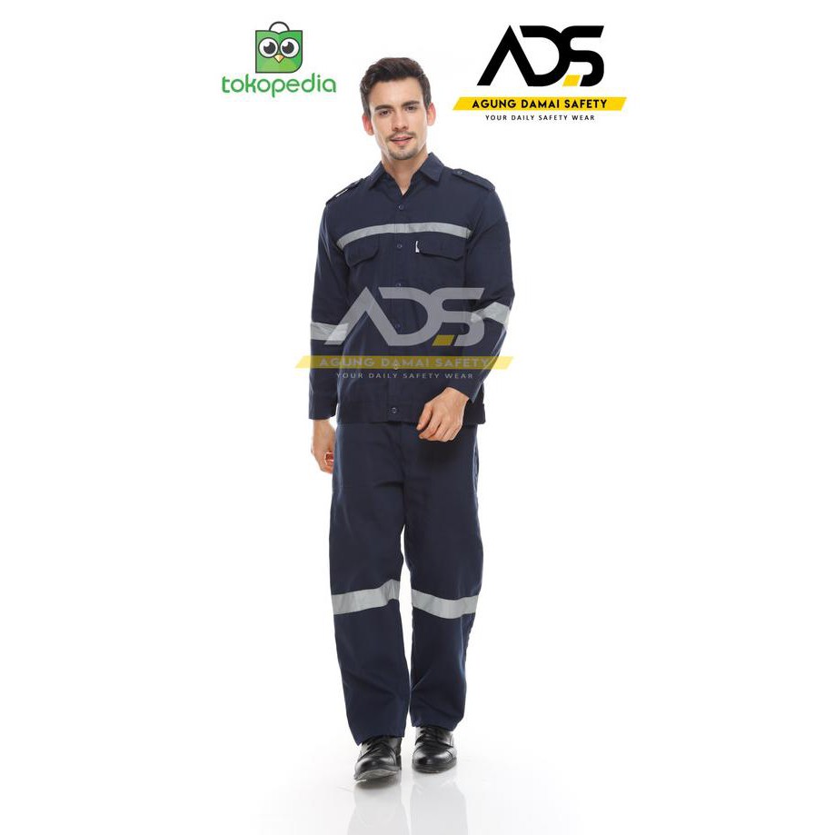 SUPER SALE Wearpack Safety / Atasan Safety/ Wearpack Atasan Lengan Panjang - Biru Dongker, M