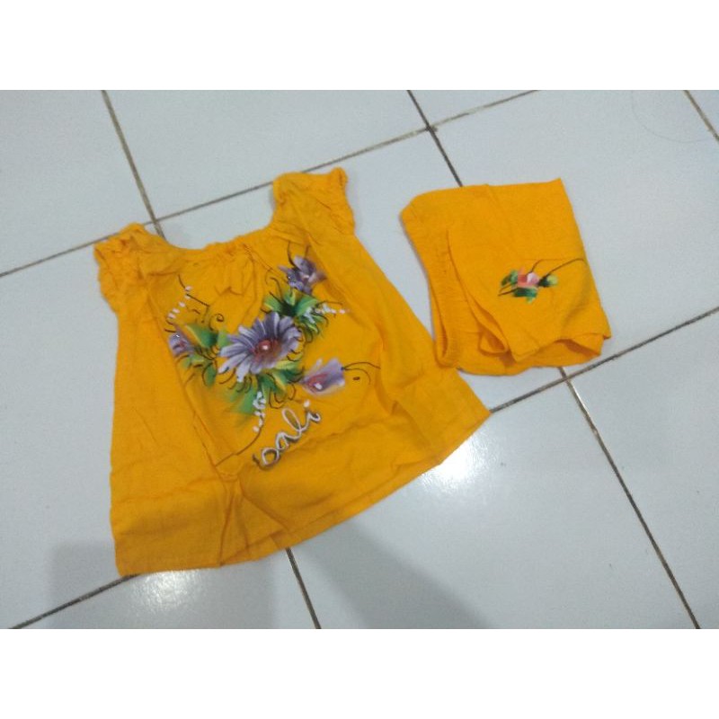 souvenir bali baju setelan balon lukis anak perempuan