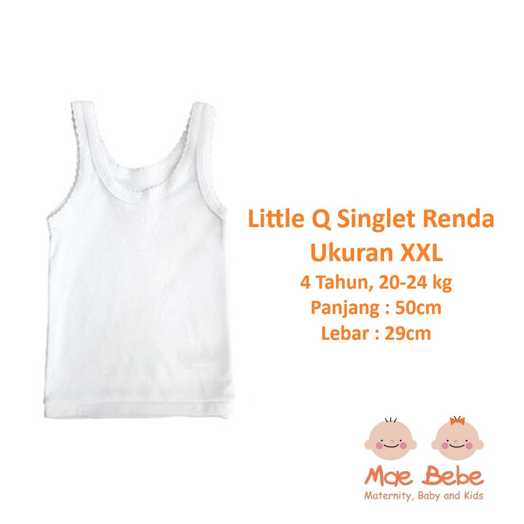 [Ukuran XXL] Little Q Singlet Renda Baby Kaos Dalam Anak 4 Tahun