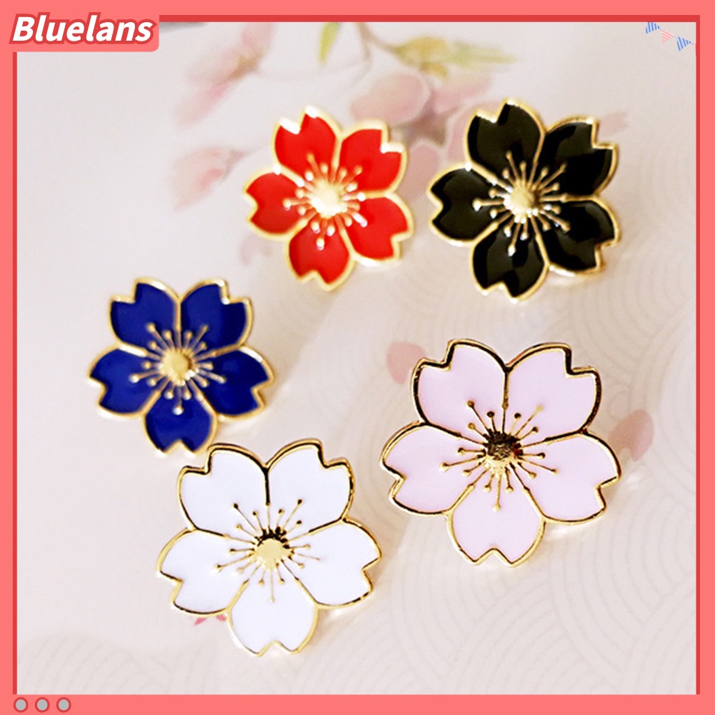 Bluelans Sweet Women Cherry Blossom Flower Enamel Brooch Pin Suit Collar Badge Jewelry