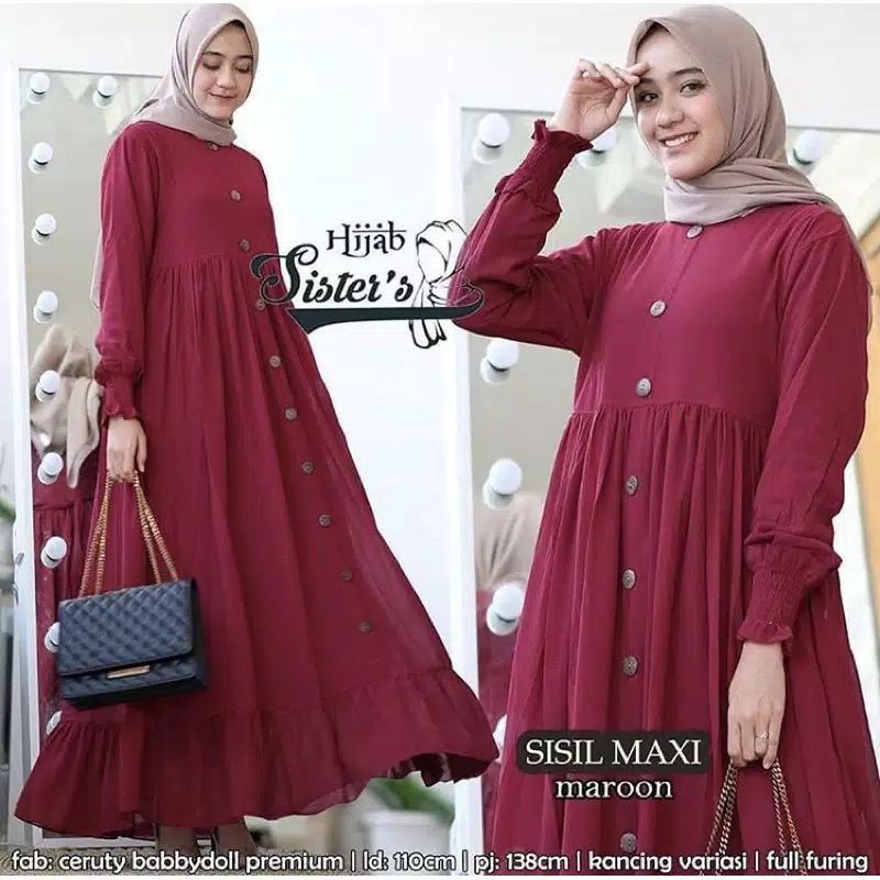 Sisil maxi dress || Fashion wanita || terbaru-MAROON