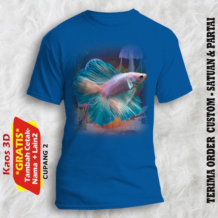 KAOS GAMBAR IKAN CUPANG 2 KUALITAS GAMBAR REAL PICK CETAK 3D UKURAN ANAK SAMPAI DEWASA