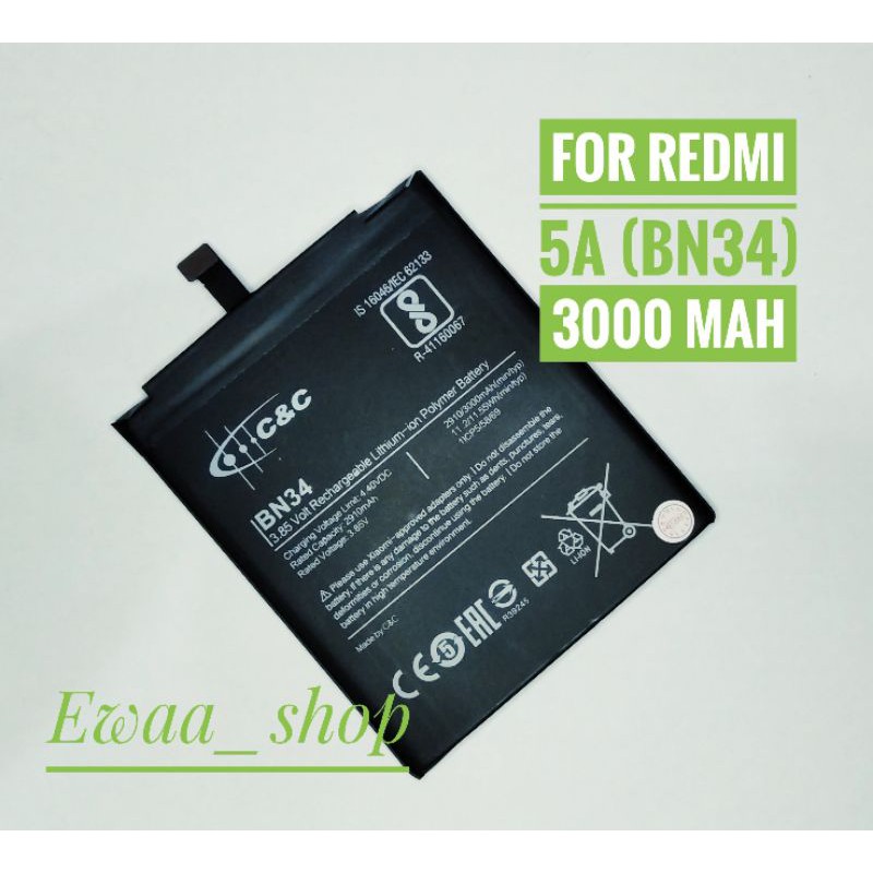 BATTERY BATERAI BATRE XIAOMI REDMI 5A (BN34) C&amp;C ORIGINAL