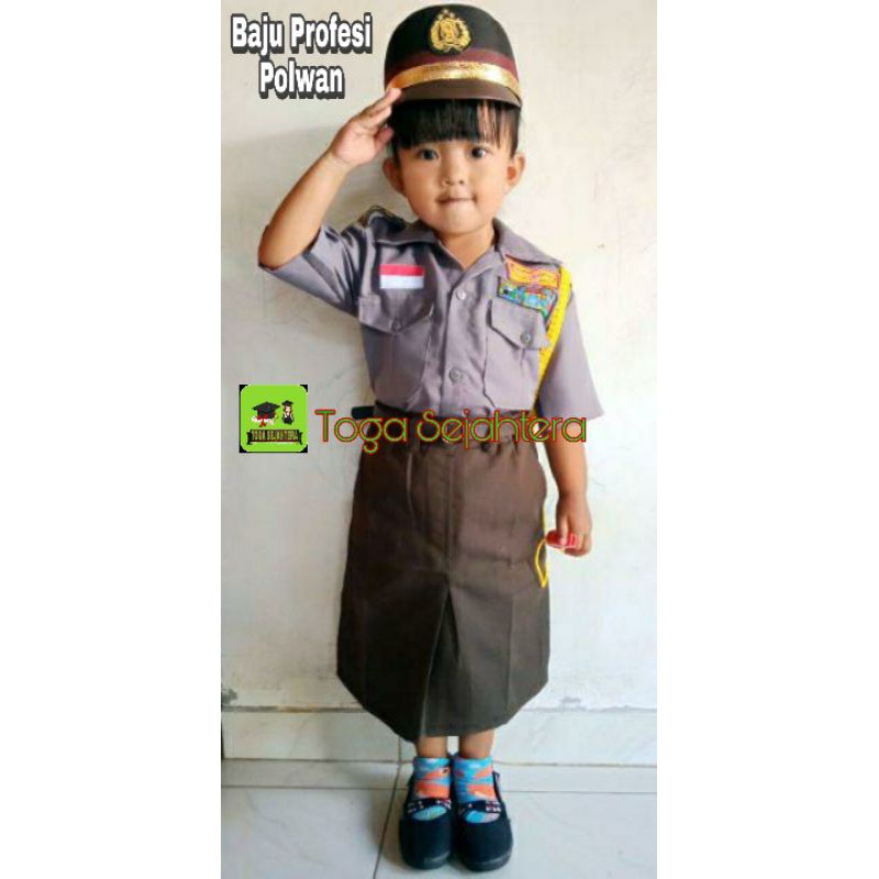 Baju Profesi Polwan/kostum Polisi Cewek Anak