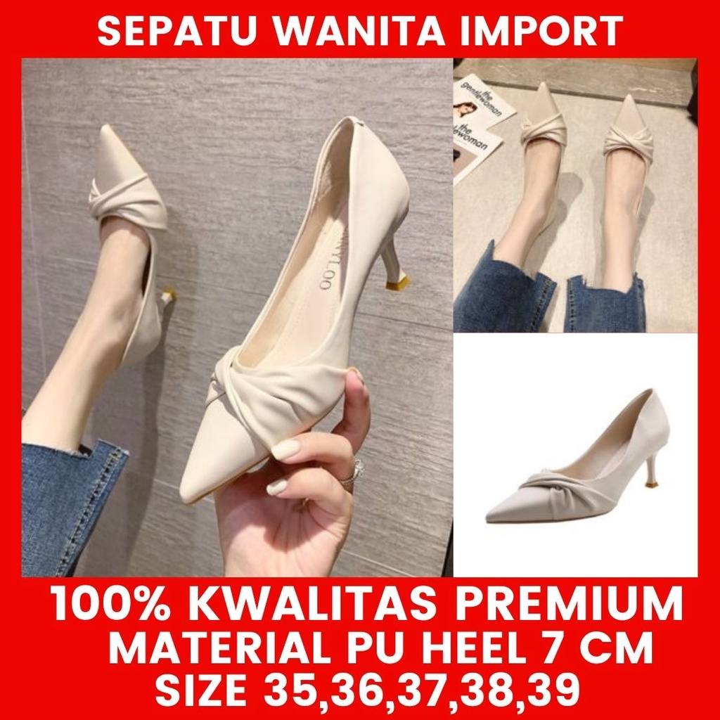 JSHQ09 sepatu spatu wedges heels pesta wanita perempuan cewek cewe cantik import impor 7cm kantor or