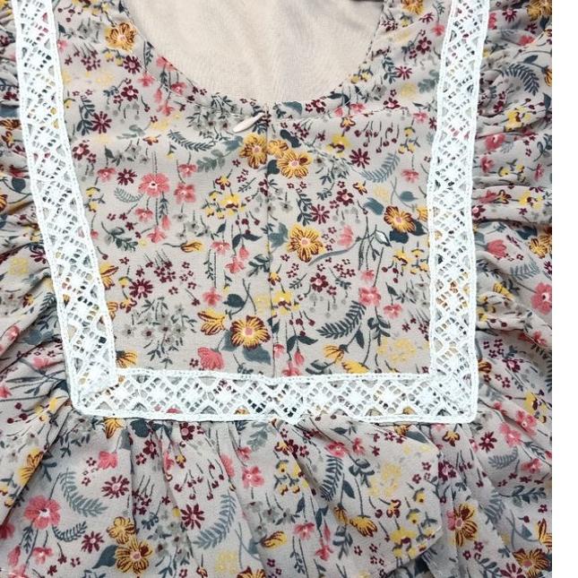 Recomended.. gamis terbaru bahan seruty babydoll motif bunga print kecil.