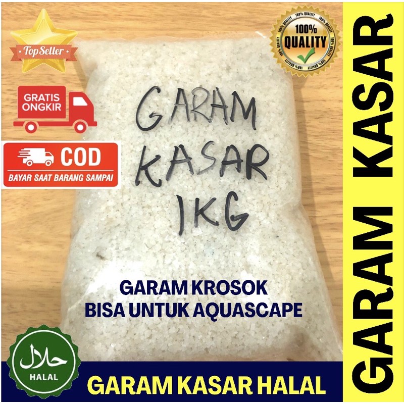 

Garam Krosok 1kg Food Grade HALAL / Garam Kasar / Garam Ikan / NaCl / Natrium Chloride / Aquascape