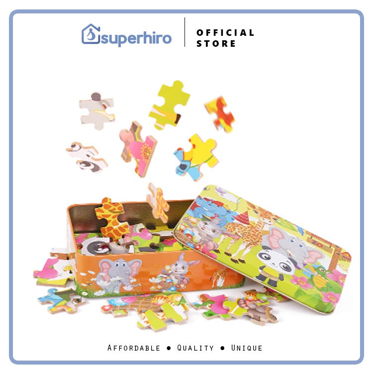 Fun Puzzle Mainan Anak 100 PC Dengan Box Wooden Kado Ulang Tahun