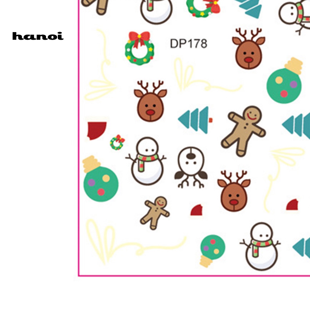 Han_stiker Kuku Motif Santa Claus Untuk Nail Art DIY