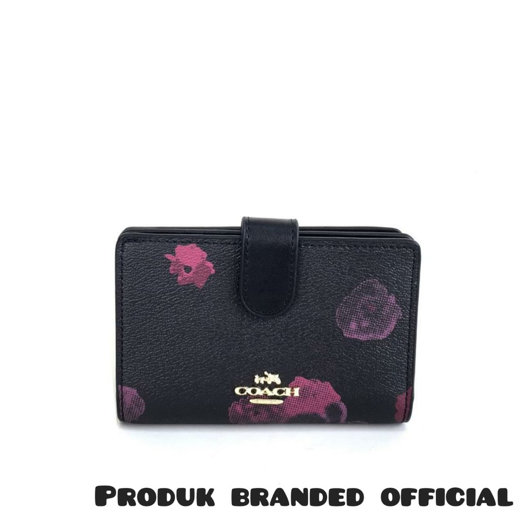 Dompet Wanita COACH Medium Corner Zip Wallet With Halftone Floral Print-117