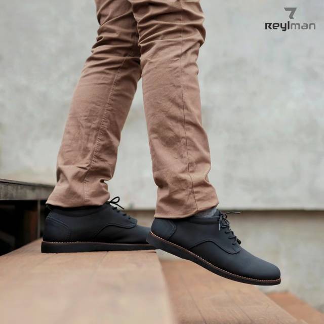 BRIDGE BLACK - REYLMAN | Sepatu Formal Pria Pantofel Hitam Doff Oxford Kasual Hangout Santai Jalan