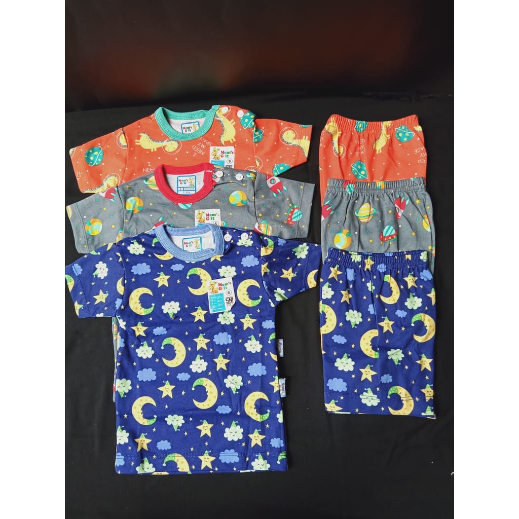 3 PCS | (SNI) VELVET LIBBY MIROR SETELAN BAJU BAYI KATUN PENDEK BY MOM'S GIFT ART 260