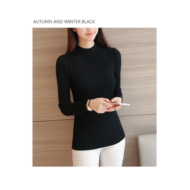 Woman Knit Sweater Top Import Premium ( Atasan Blus rajut wanita kerah biasa )