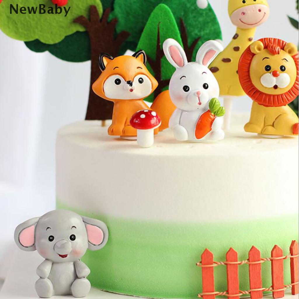 Topper Kue Bentuk Hewan Singa Monyet Pohon Bahan Resin Untuk Dekorasi Pesta Ulang Tahun Bayi