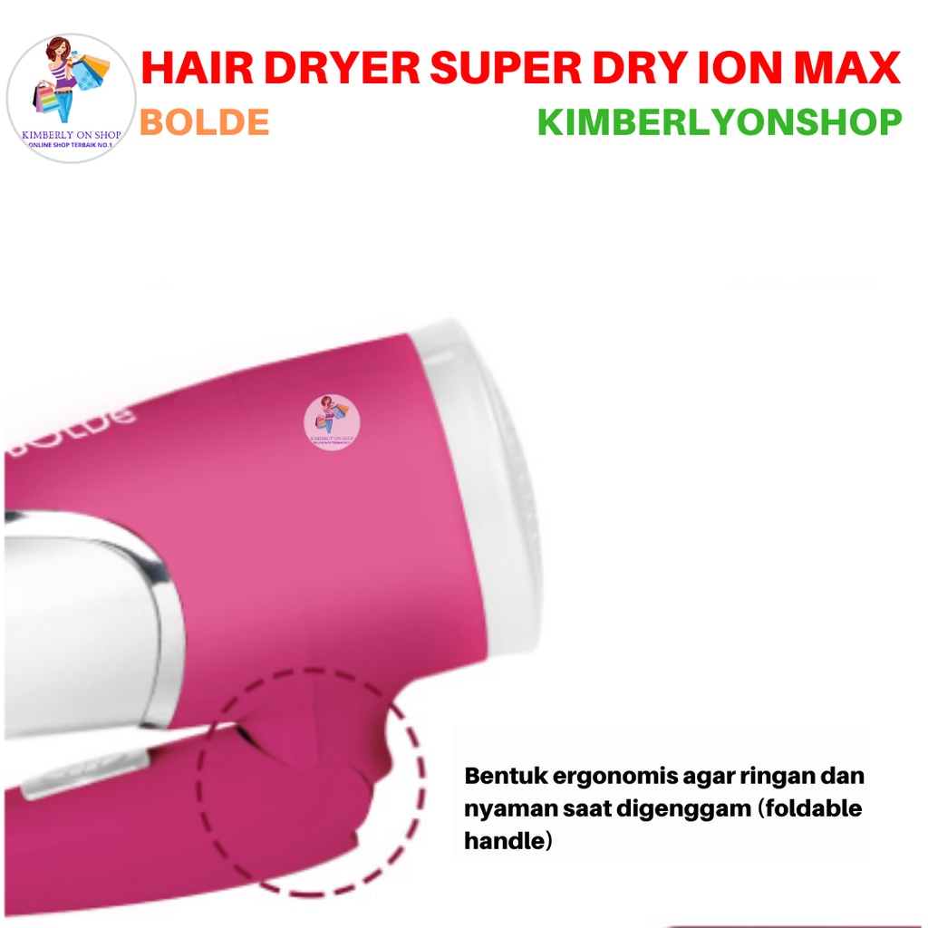 Hair Dryer Super Dry Ion Max Bolde Penggering Rambut