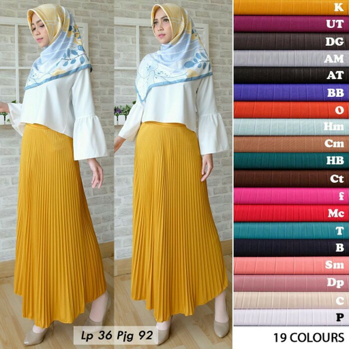 Rok plisket panjang - Putih- L