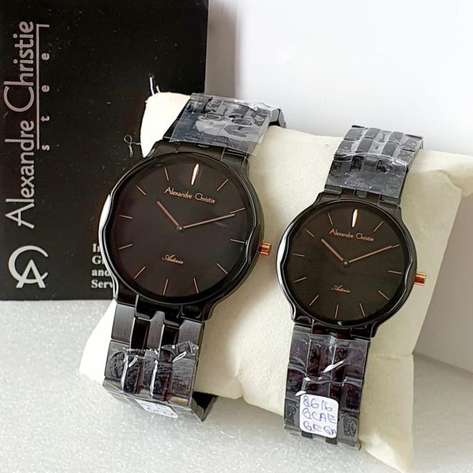 Jam Tangan Alexandre Christie Ac 8616 Black Dial Rose Couple Bunga.Shopping.Mall