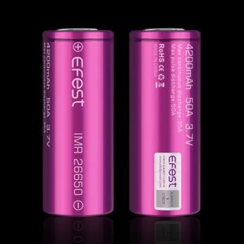 HomeStoreOutlet Efest IMR 26650 Battery 4200mAh 3.7V 50A with Flat Top - 26650V1
