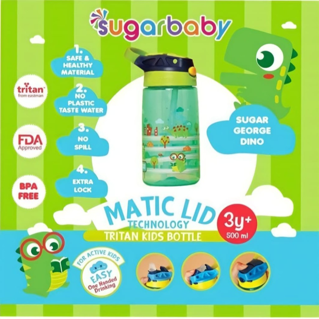 Sugarbaby Matic Lid Technologi Tritan Kids Bottle 3y+ 500ml - TKBML500