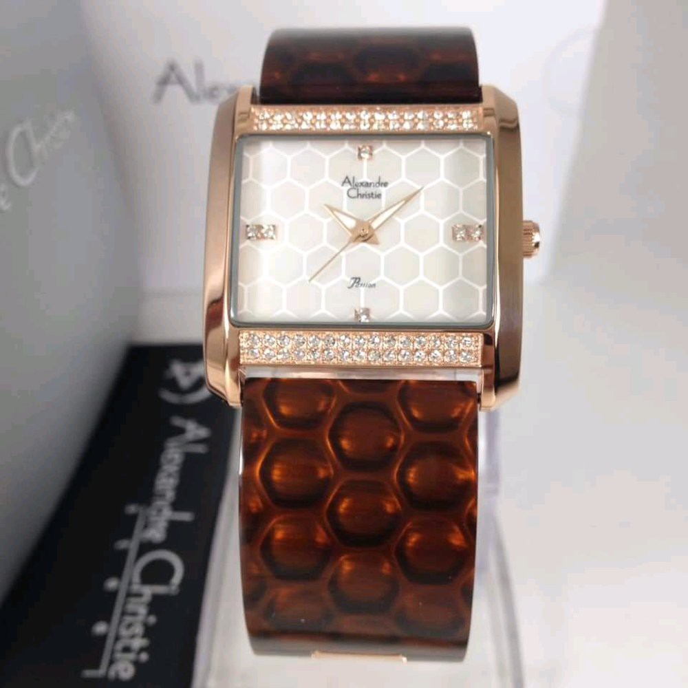 Jam Tangan Wanita Alexandre Christie 2526 red maroon rosegold URK Original