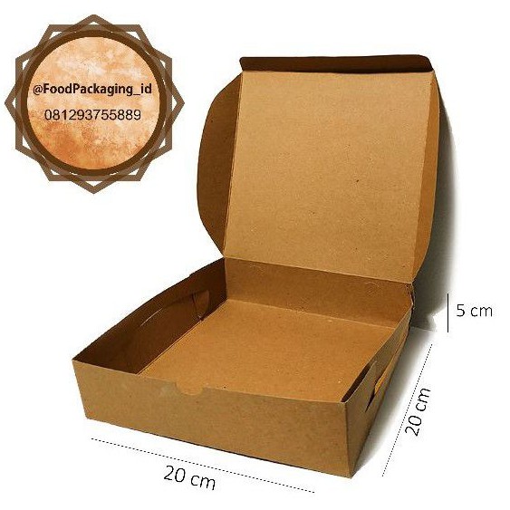 

box kraft 20x20x5cm foodgrade,tahan panas Minimal order 35pcs