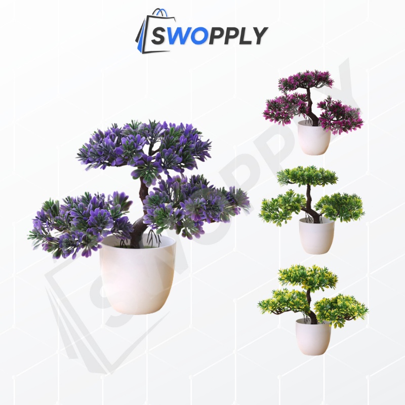 Swopply PT28 Tanaman Bunga Bonsai Plastik Dekorasi Rumah Pot Tanaman Bunga Hias Bongsai Artificial Flower Decoration