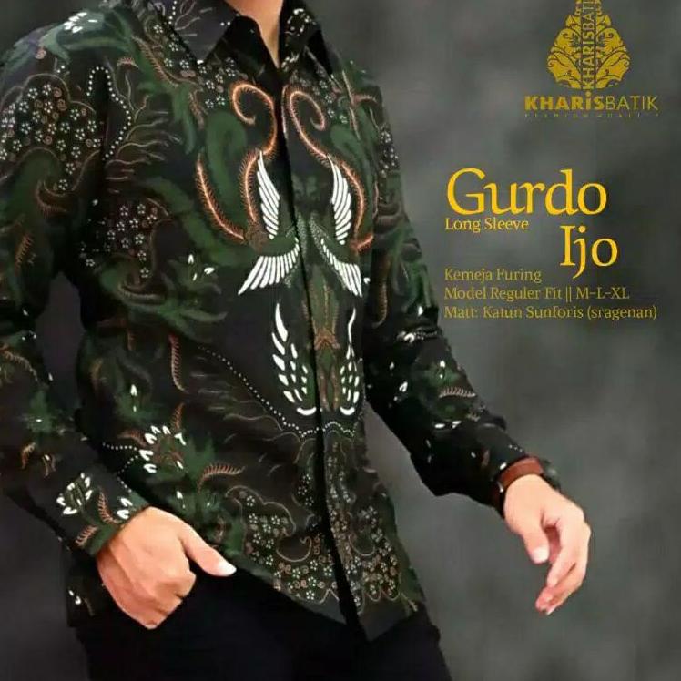 Terbaru.. Gurdo Ijo kemeja batik pria modern solo atasan batik by kharis