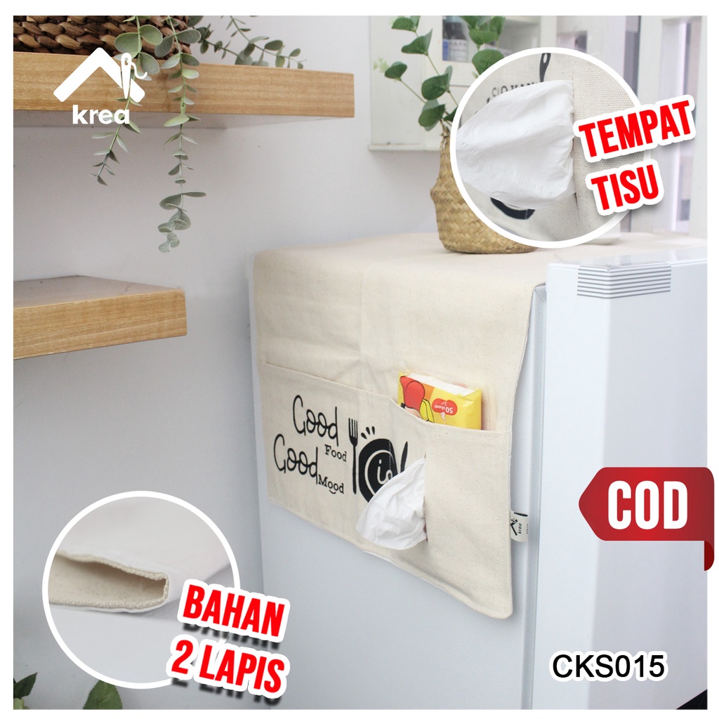 COVER KULKAS SARUNG KULKAS POLOS GOOD FOOD CKS015