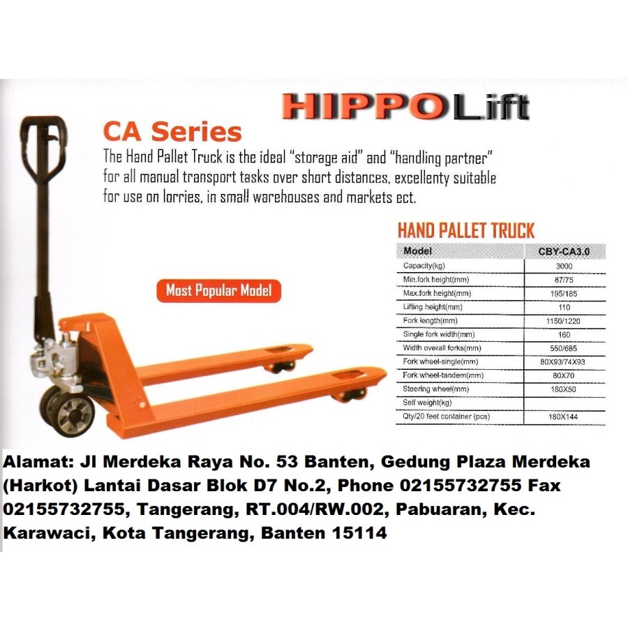 Jual Hand Pallet 3 Ton HIPPO Lift Shopee Indonesia