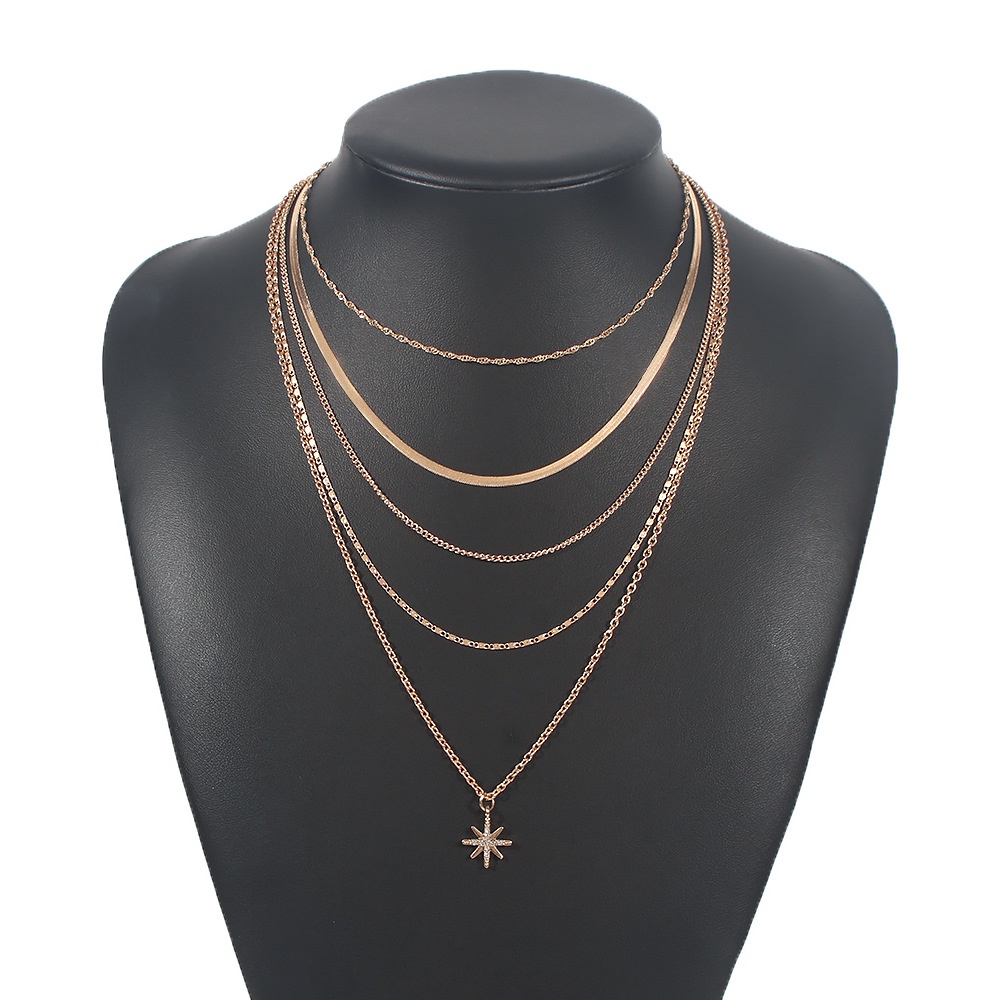 AZ214 Kalung Rantai Choker Multilayer Dengan Liontin Gaya Korea Untuk Wanita / Kalung Choker Gaya Retro