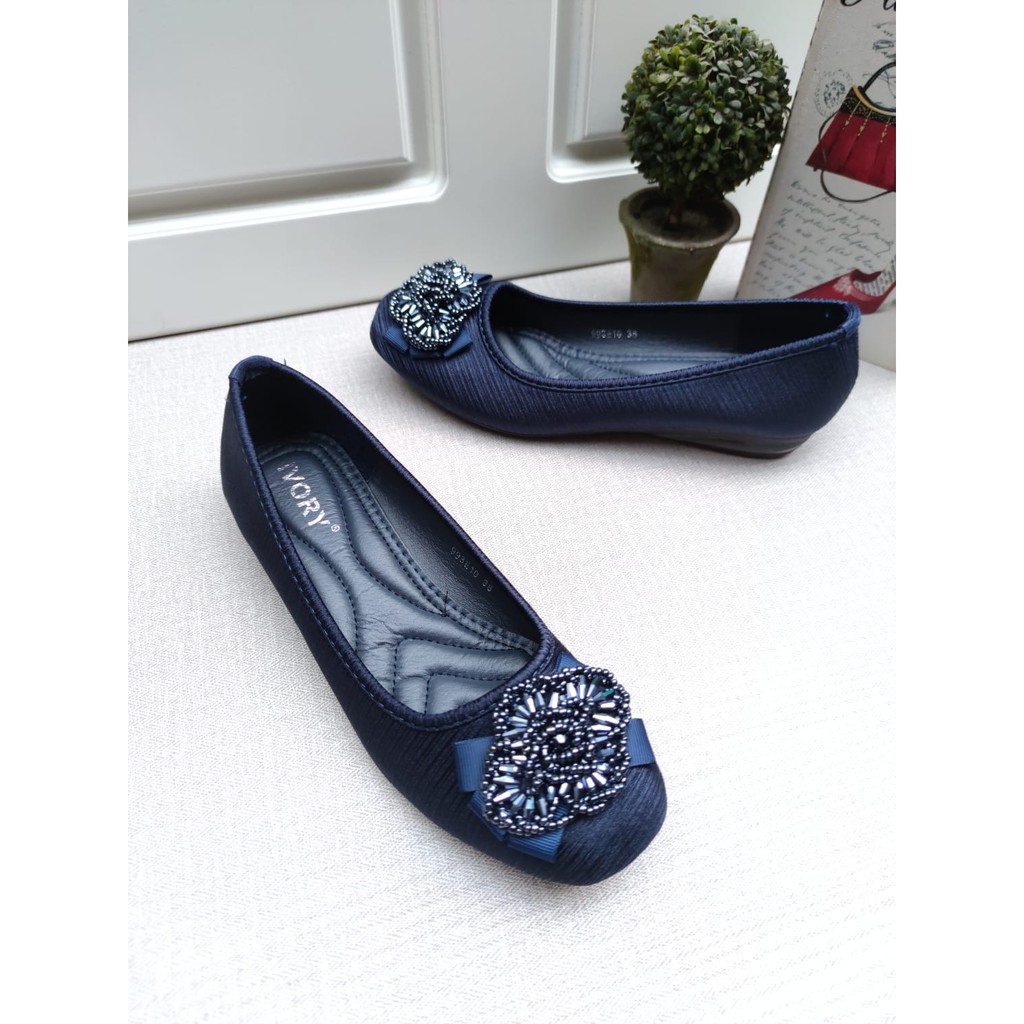 IVORY - Sepatu Wanita Flat Fashion Import Satin 993-E10