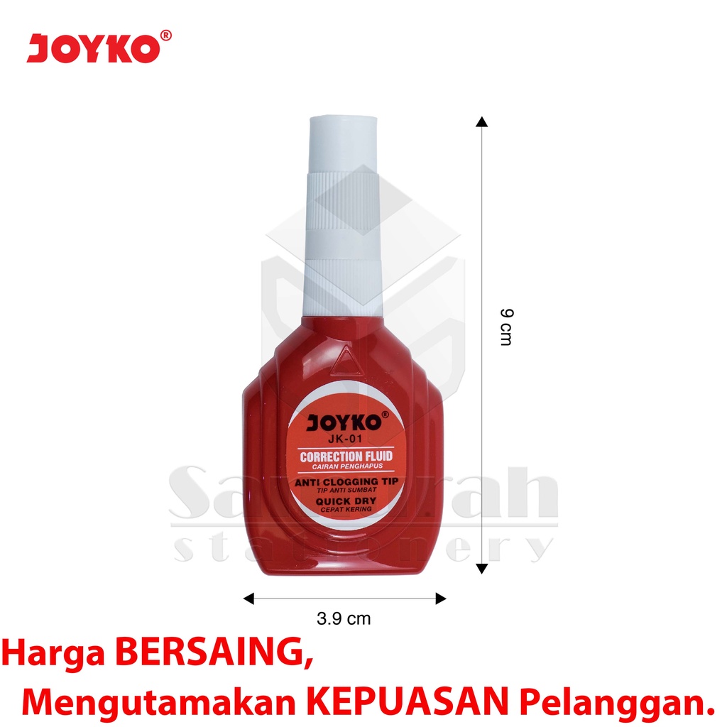 

Correction Pen Joyko JK-01 Merah Per Lusin / Tip-Ex Cair JK 01 / Tipe X Fluid Pendek Per 12 Pcs