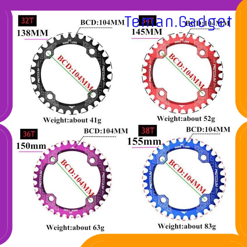 TG-IB312 MOTSUV GIGI CRANKSET SPROCKET SEPEDA ALUMINIUM 104MM - BCD104