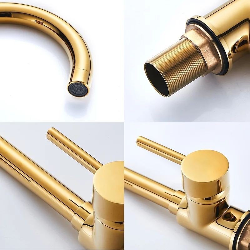 Kran Kitchen Sink Gold Keran Cuci Piring Kuningan Panas Dingin