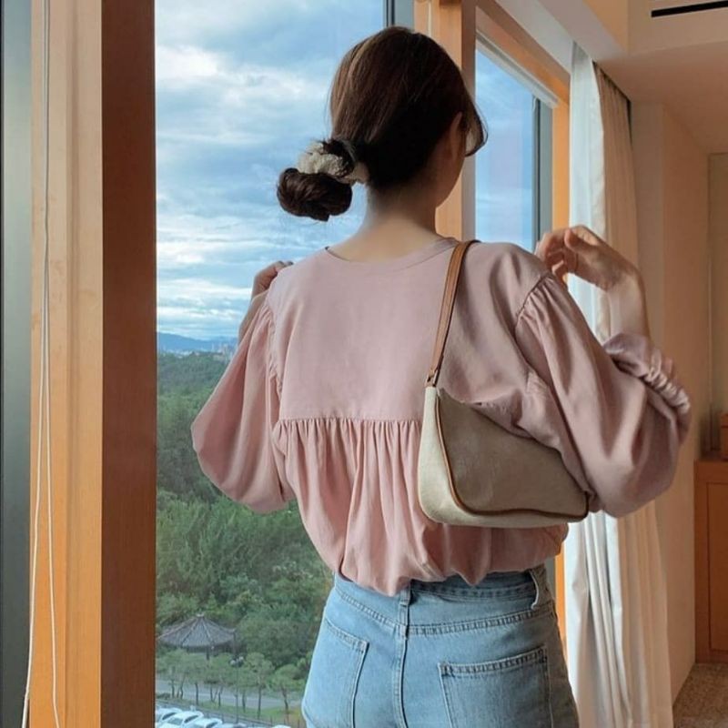 Daren Blouse Atasan Wanita Korean Style Outfit Casual Crinkle Import Premium