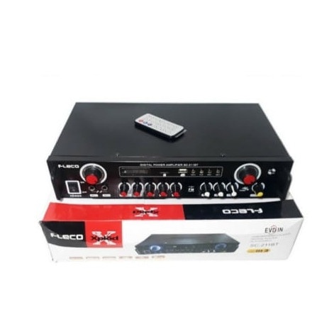 Amplifier Fleco SC-211BT Player BT/USB/SD/FM/MP3 Digital Player Hi-Fi Stereo - Ampli Karaoke Bluetooth - Audio Amplifier