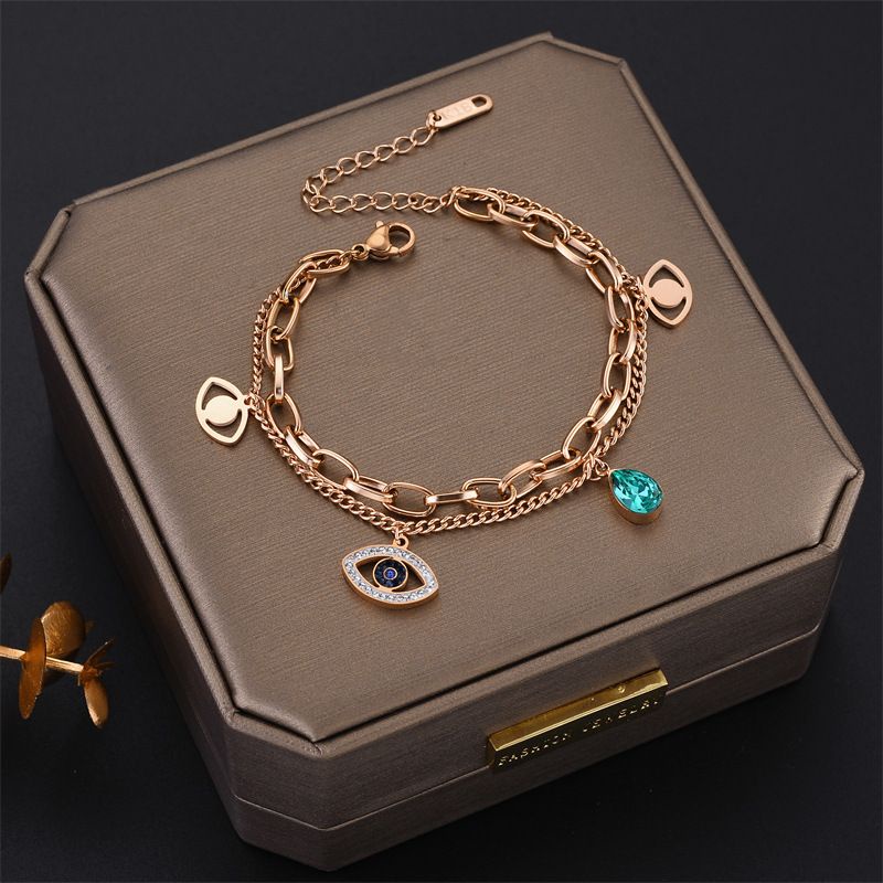 Gelang tangan dua layer mata mata anti karat korea fashion