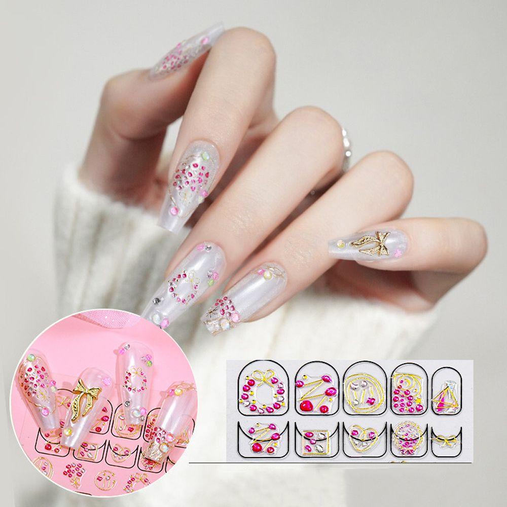 Agustina Aurora Stiker Kuku Wanita Kerang Pola Tidak Teratur Flamingo Self Adhesive Nail Art Dekorasi