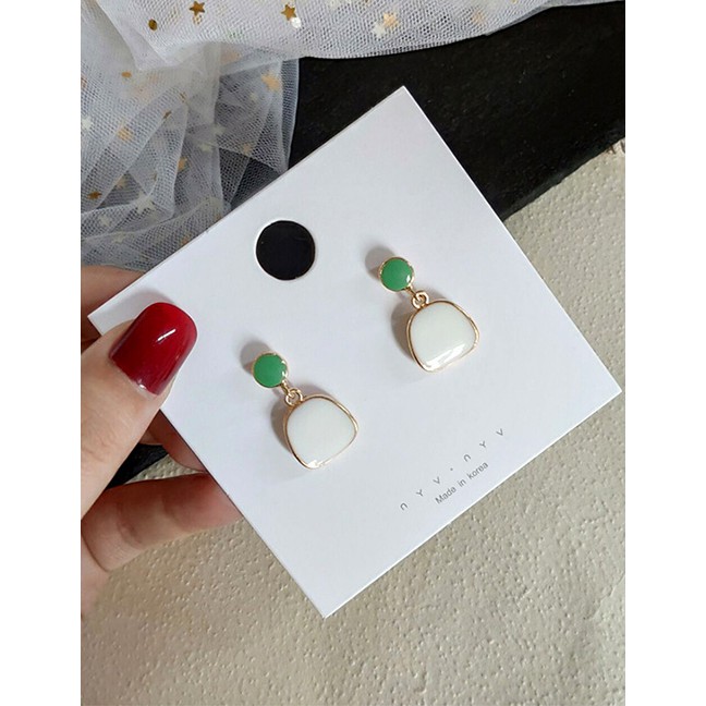 LRC Anting Tusuk Fashion Drip Geometric Square Color Hit Ear Studs F5441X