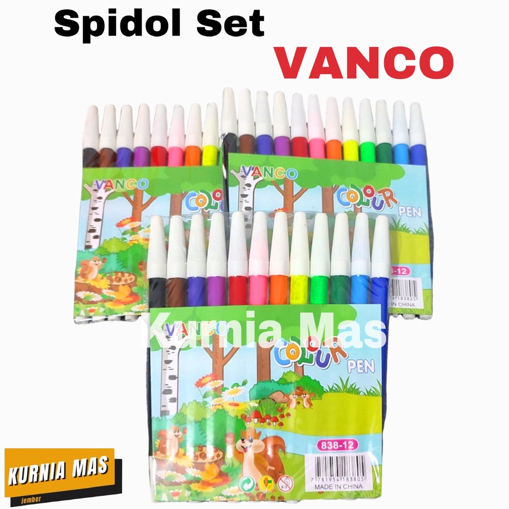 

Spidol Set Isi 12 Warna VANCO Spidol Warna Warni