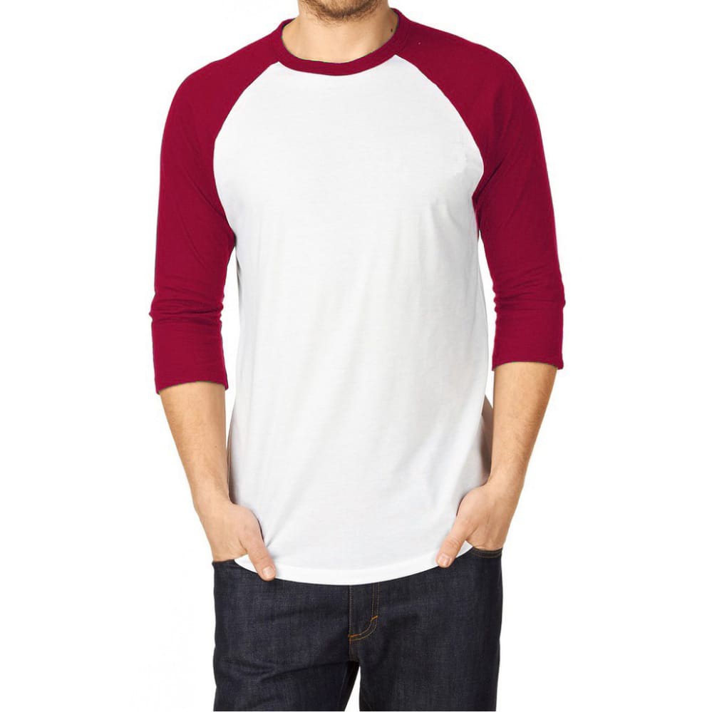 Noveli wear - Kaos Raglan polos putih kombinasi lengan 34 warna seragam pria wanita | kaos polos reglan