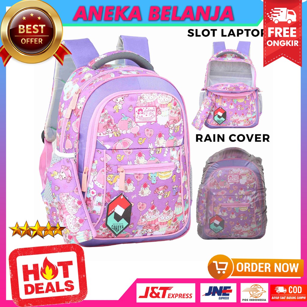 Tas Ransel Anak Cahaya My Melody Warna Ungu Lucu Imut Harga Ekonomis Cocok Untuk Sekolah Free Raincover