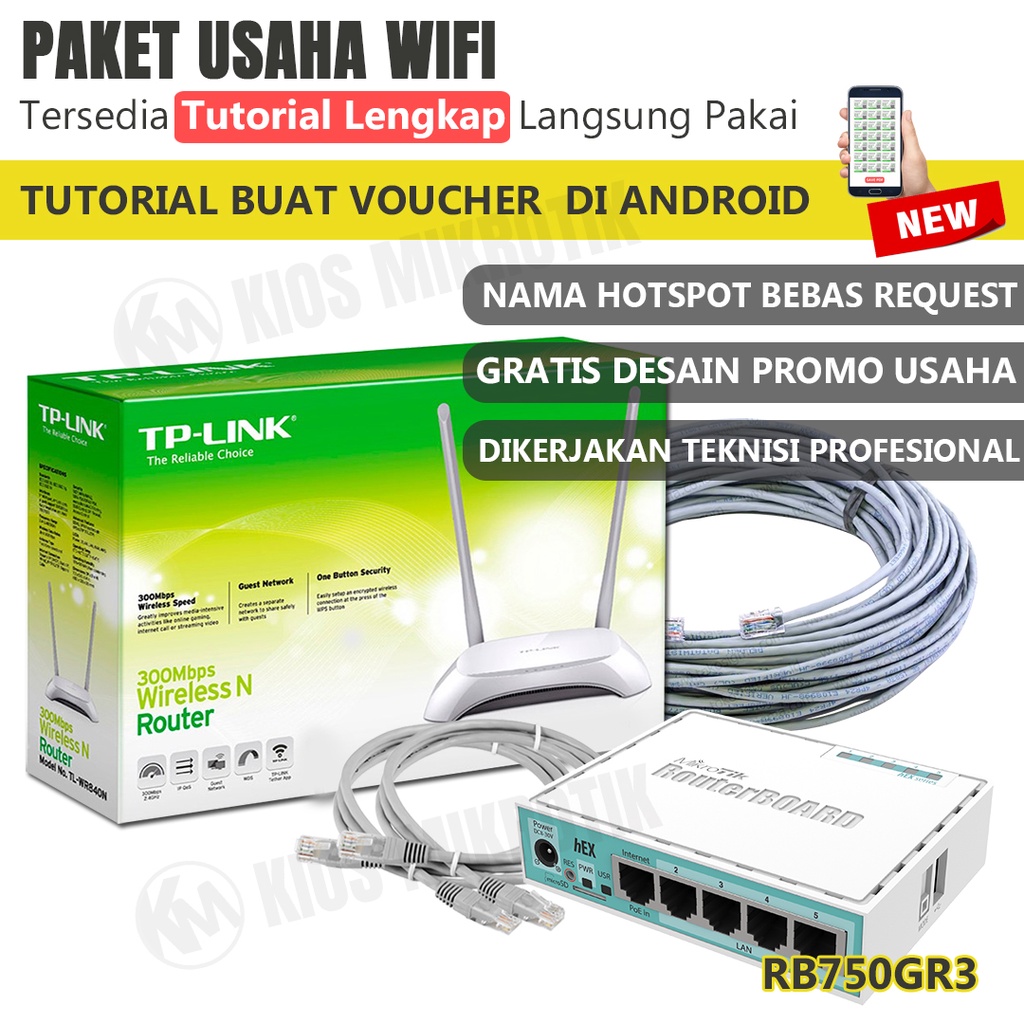 Paket Lengkap Alat Usaha RT RW NET Wifi Hotspot Sistem Billing Voucher Full Setting Siap Pakai
