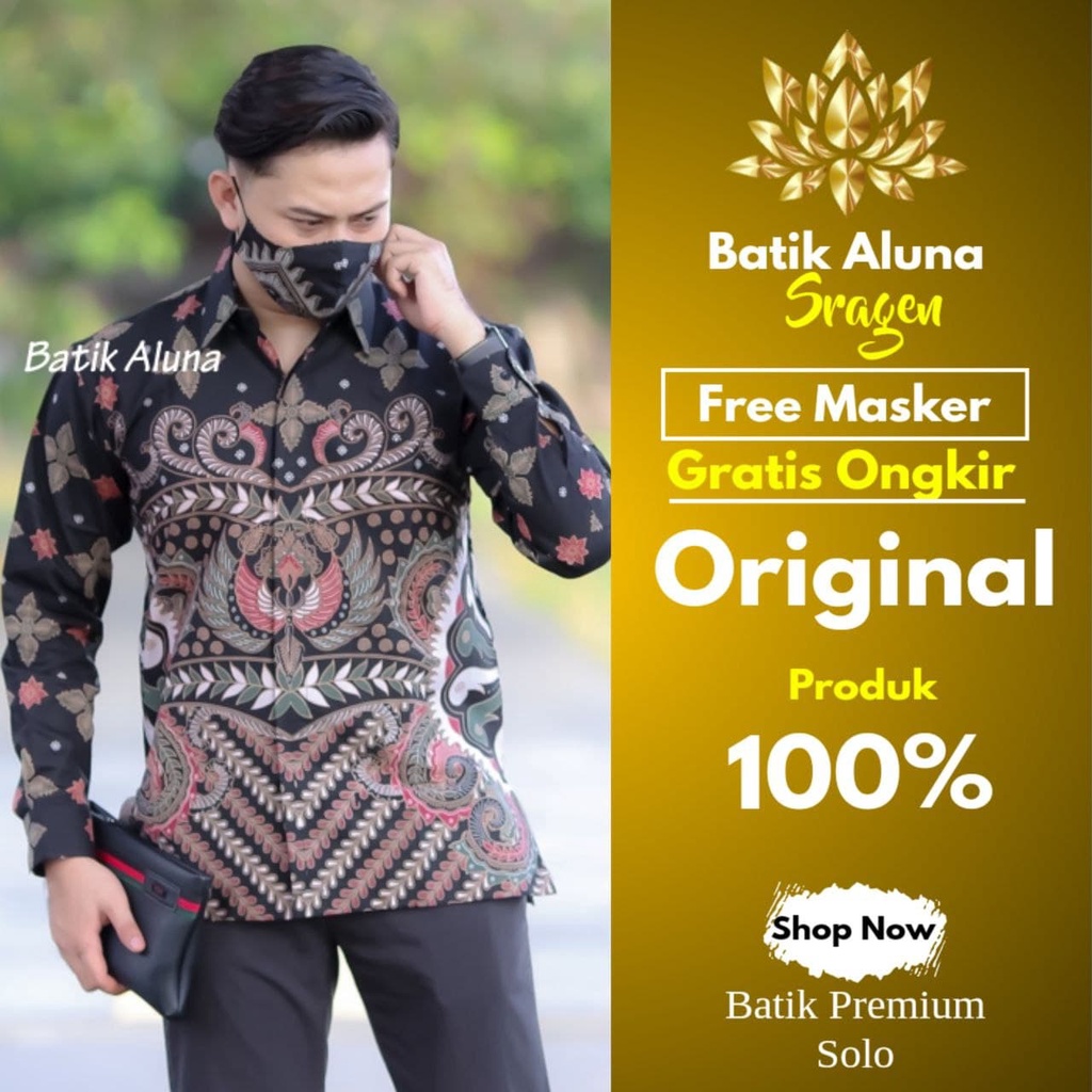 Aluna Atasan Baju Kemeja Batik Keris Pria Cowok Laki Laki Lengan Panjang Original Premium Lapis Furi