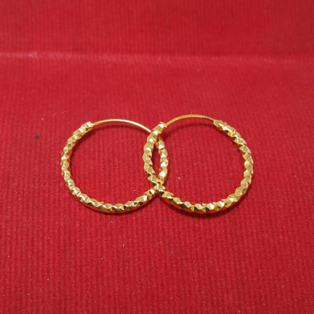 Anting gipsi lapis emas perhiasan imitasi