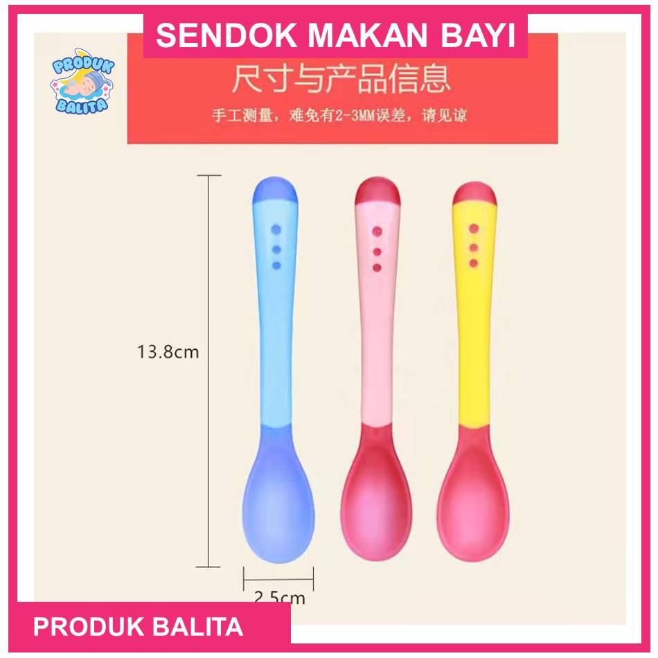 Sendok Makan Bayi Sensor Panas / Spoon Fork Set Heat Sensing Sendok Garpu makan bayi silikon Terlaris