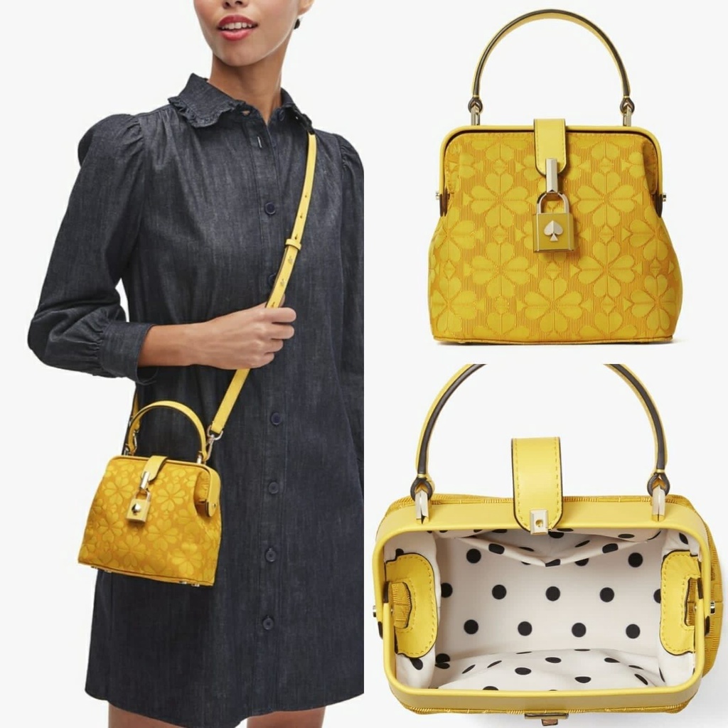 Tas Kate Spade Remedy Small Top Handle Flower Yellow Sesame New Original