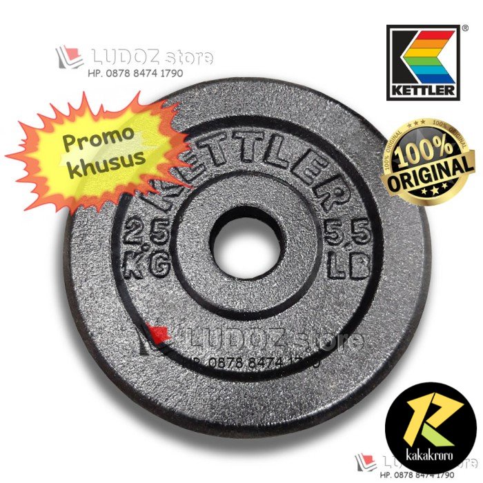 KETTLER 2.5Kg Plat Beban Cast Iron Barbel Dumbell Plate besi 2,5 kg
