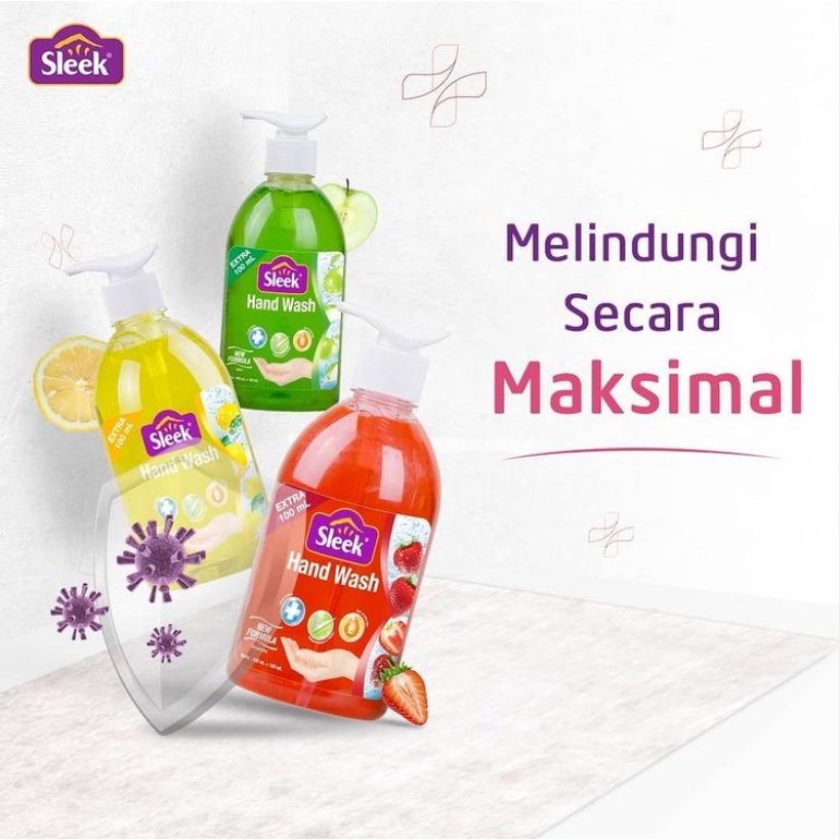 ORIGINAL Sleek Hand Wash Anti Bacterial Isi 500ml (BOTOL) / Sleek Sabun Cuci Tangan / LEDI MART