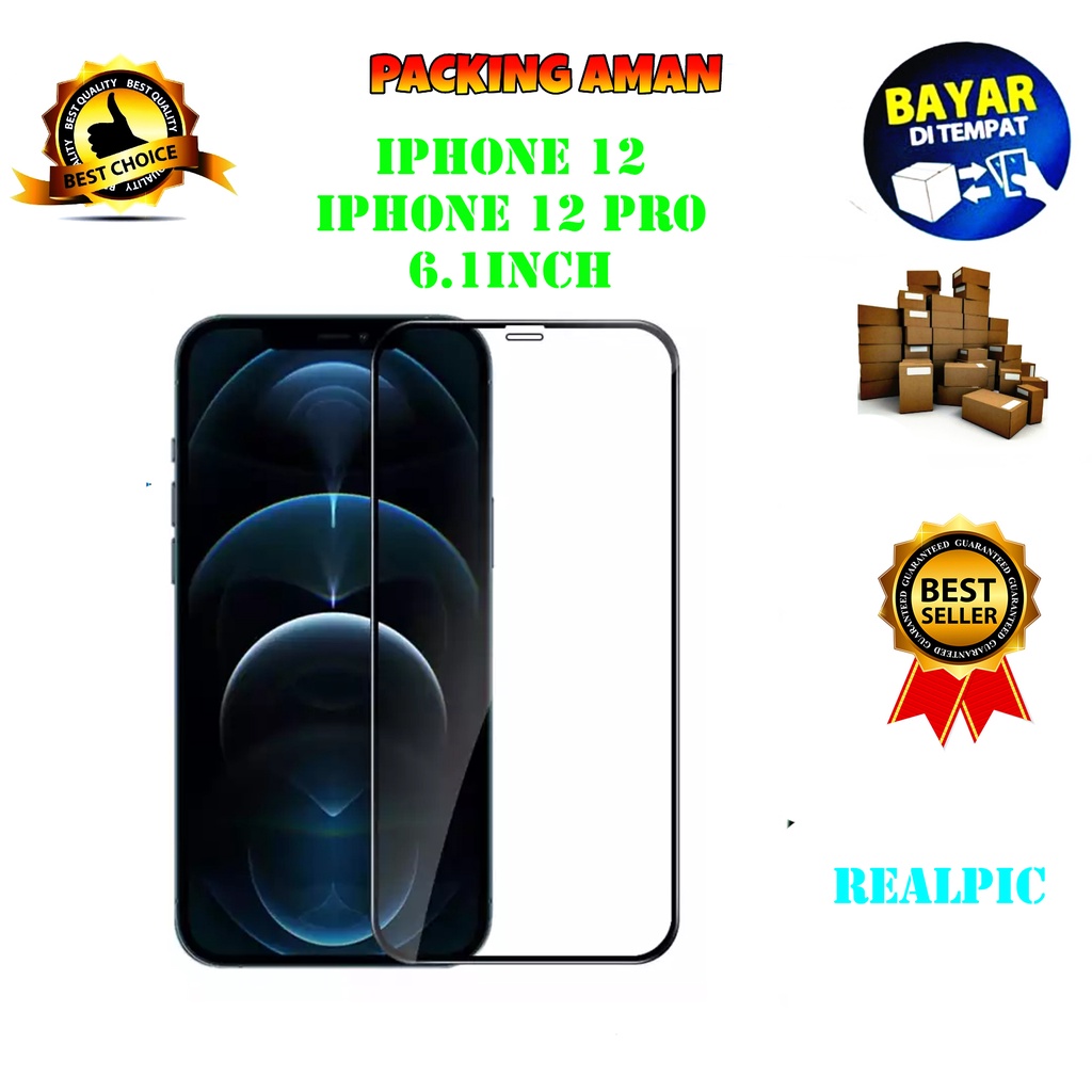 Tempered Glass Iphone 12 Iphone 12 Pro Full Cover / Full Screen Protector Anti Gores